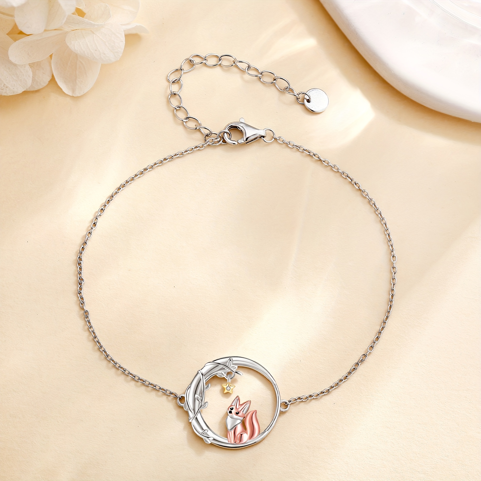 925 Sterling Silver Fox Bracelet Animal Jewelry For Women
